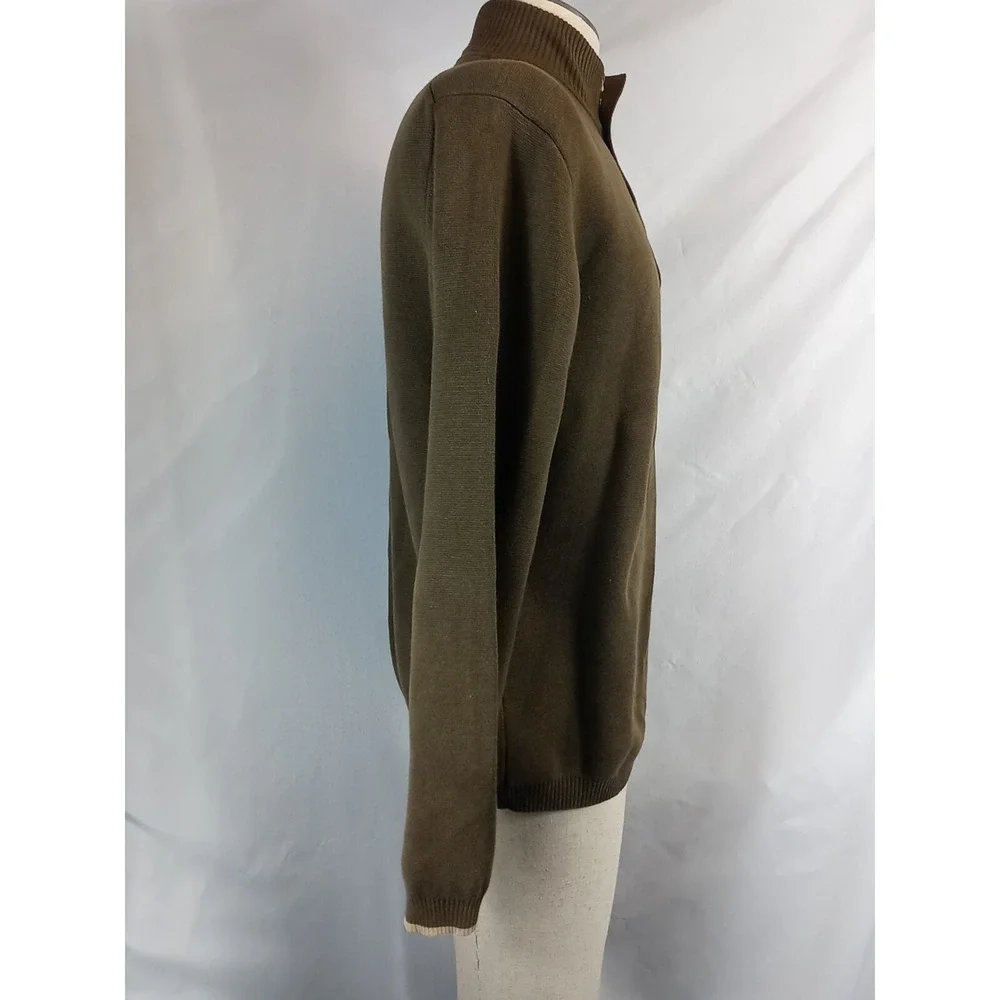 VTG Pendleton Sweater Men's Size Large 1/4 Zip Mock Neck Olive Green Sweater 90s